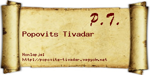 Popovits Tivadar névjegykártya